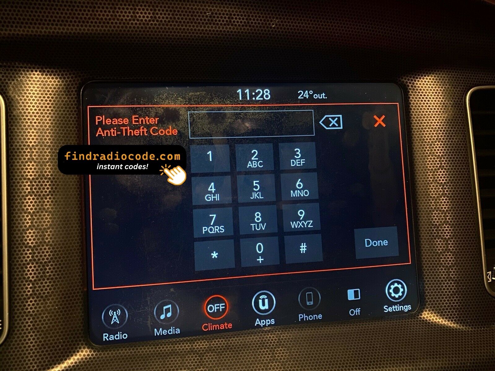 Chrysler Uconnect 7.0 VP2_7 UAG UGG UKG
 radio unlock 4 digit code online for this radio